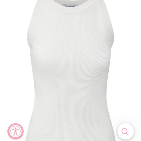 Veronica Beard Tops - Veronica Beard White Ribbed Halter Tank Top